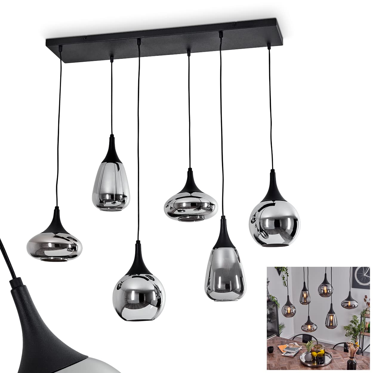 Industriële -Cosy - hanglamp - 4 lichts - met brons gouden kappen - in hoogte