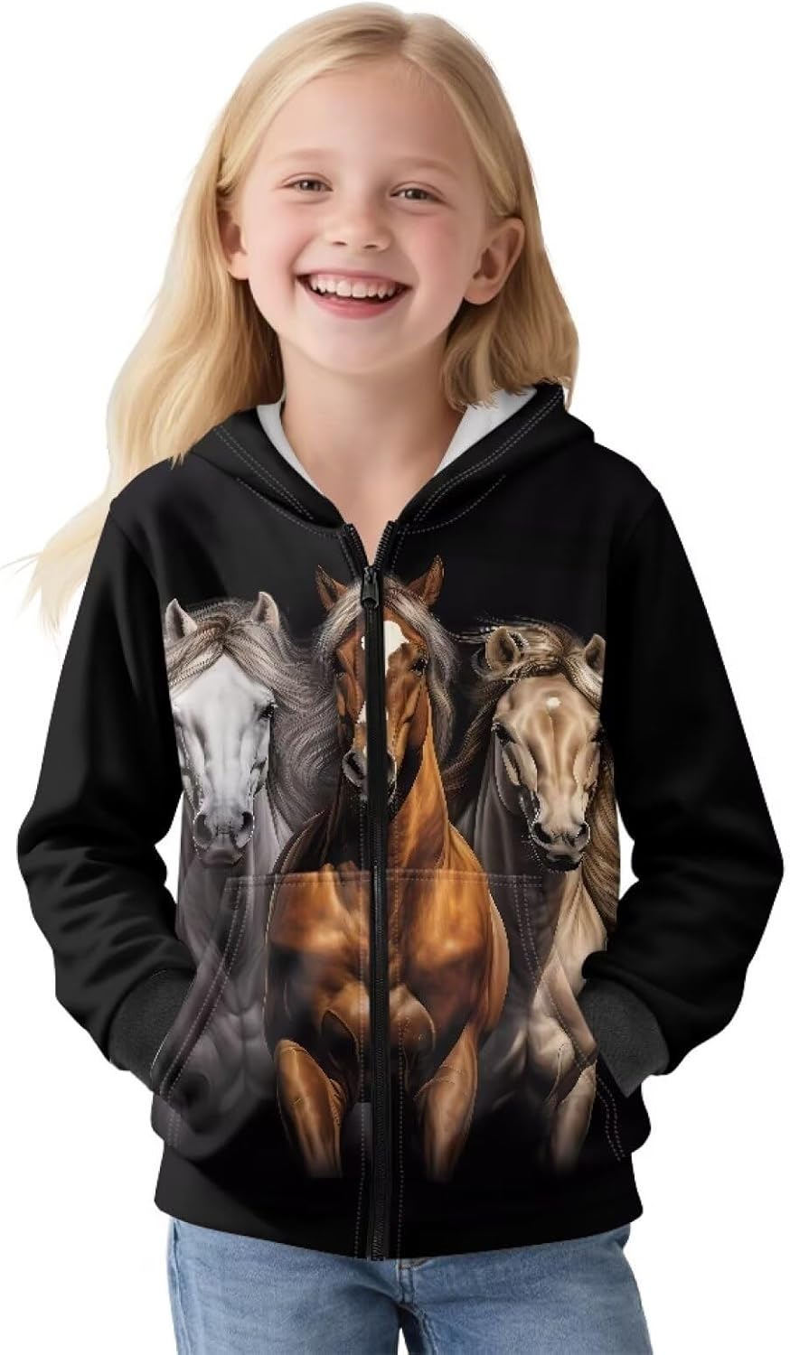 Renewold Boys Girls Fleece Jacket Hoodie Zip Up Hooded Sweatshirt Kids Teens Winter Spring Fall Coats with Pockets
