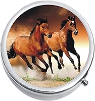 Vista 1 de NewCharms Brown Horses Medicine - Pastillero compacto con 3 compartimentos