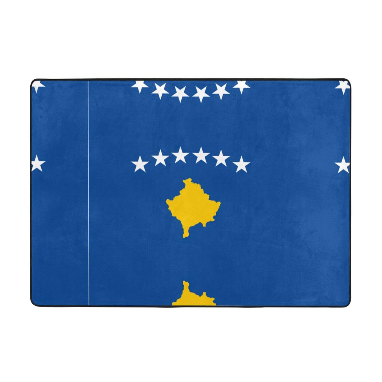 Tapis drapeau du Kosovo doux pour chambre et salon chaleureux