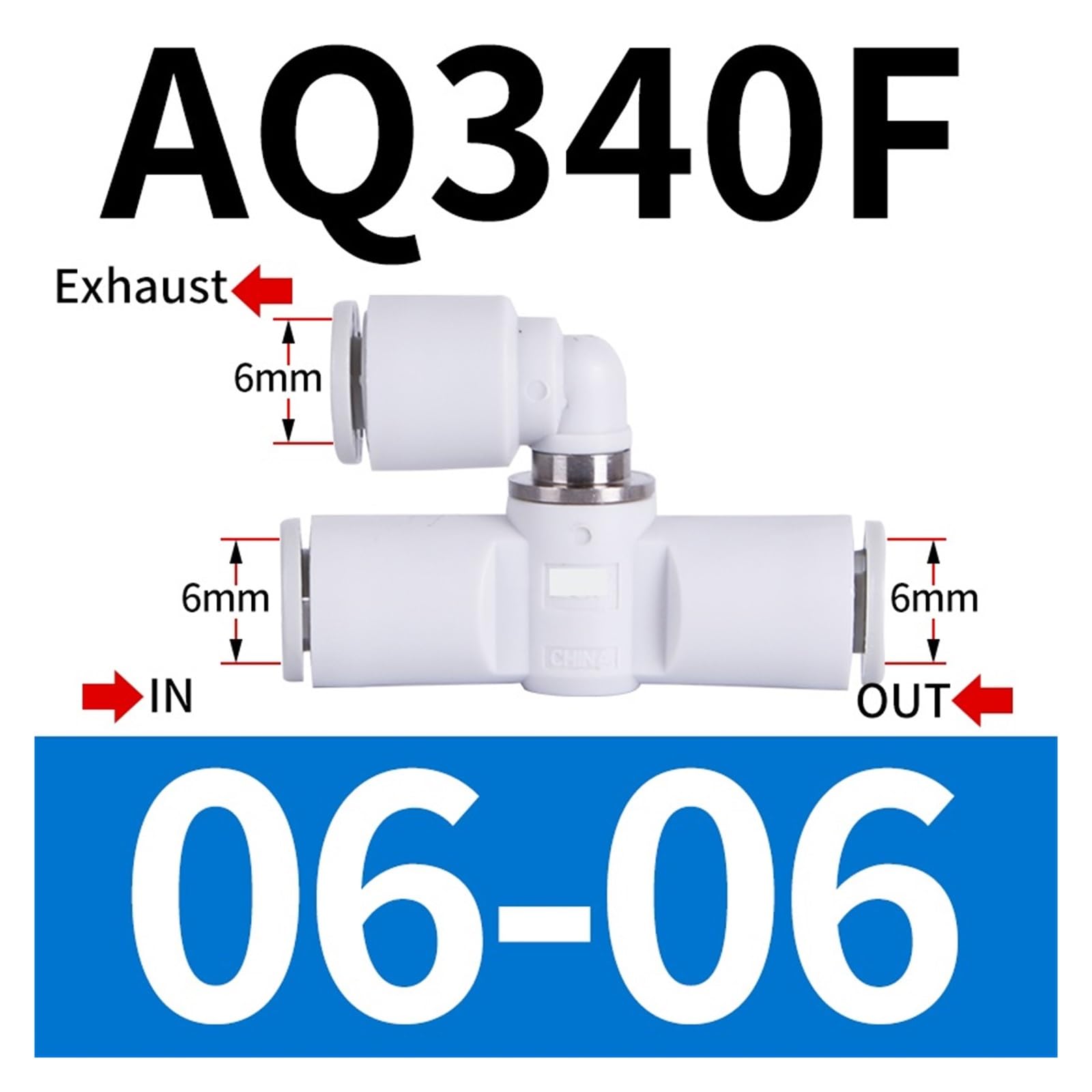 5 unidades de conector de válvula de escape rápido AQ240F-04 AQ340F-06-00 for componente neumático y racor de tubería de aire(AQ340F-06-06 Exhaust)
