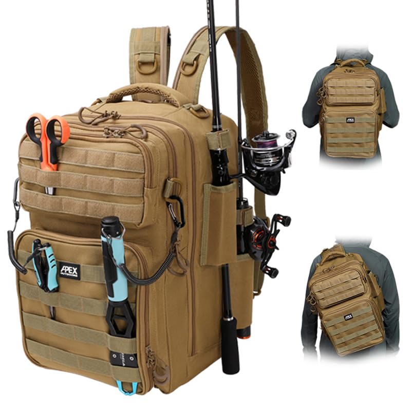 Image of Fishing Backpack with Rod Holder, Fishing Tackle Bag