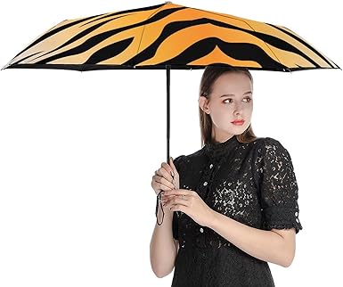 Amazon | 折りたたみ傘 ワンタッチ キラキラした星と虎柄 日傘
