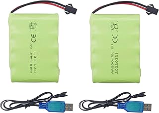Accessories 2PCS 6.0V 800mAh Rechargeable RC Toy Car Battery SM2P Plug RC Truck Stunt Car Excavator Toy Car Battery and USB Charging Cable