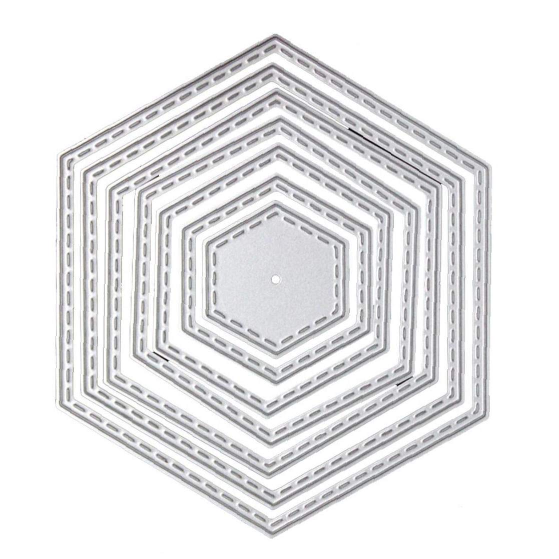 Byfri Silver 1 Set Hexagon Metal Cutting Die Cuts For Scrapbooking Embossing Stencil Paper Card Craft Decoration