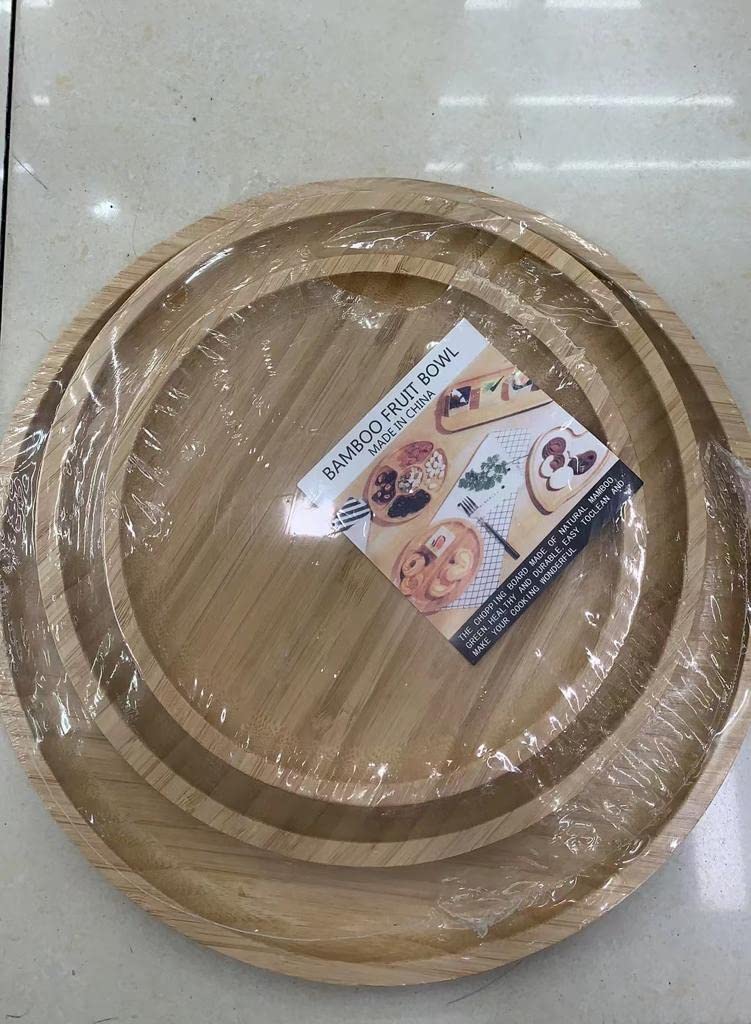 electromax Lot de 3 plateaux de service gigognes en bambou, plateaux de service pour petit-déjeuner, plateaux de service en bambou avec poignées de transport, faciles à ranger, durables et faciles à