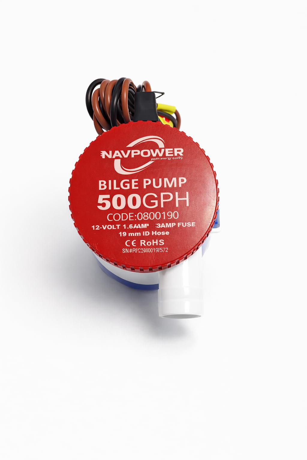 NAVPOWER Pompa di Sentina 12V 500 GPH – Pompa Sommergibile Scarico Acqua Barca – Attacco Tubo Ø19 mm – Per Pozzetto/Sentina