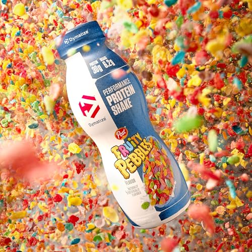 Image of Dymatize Performance Protein Shake, Fruity Pebbles, 30g Protein, 6.2g BCAA for Muscle Recovery, No Added Sugar, Low Fat, 24 Vitamins and Minerals, Gluten-Free, Ready to Drink, On-the-Go Snack, 11.5fl oz, 12 pack