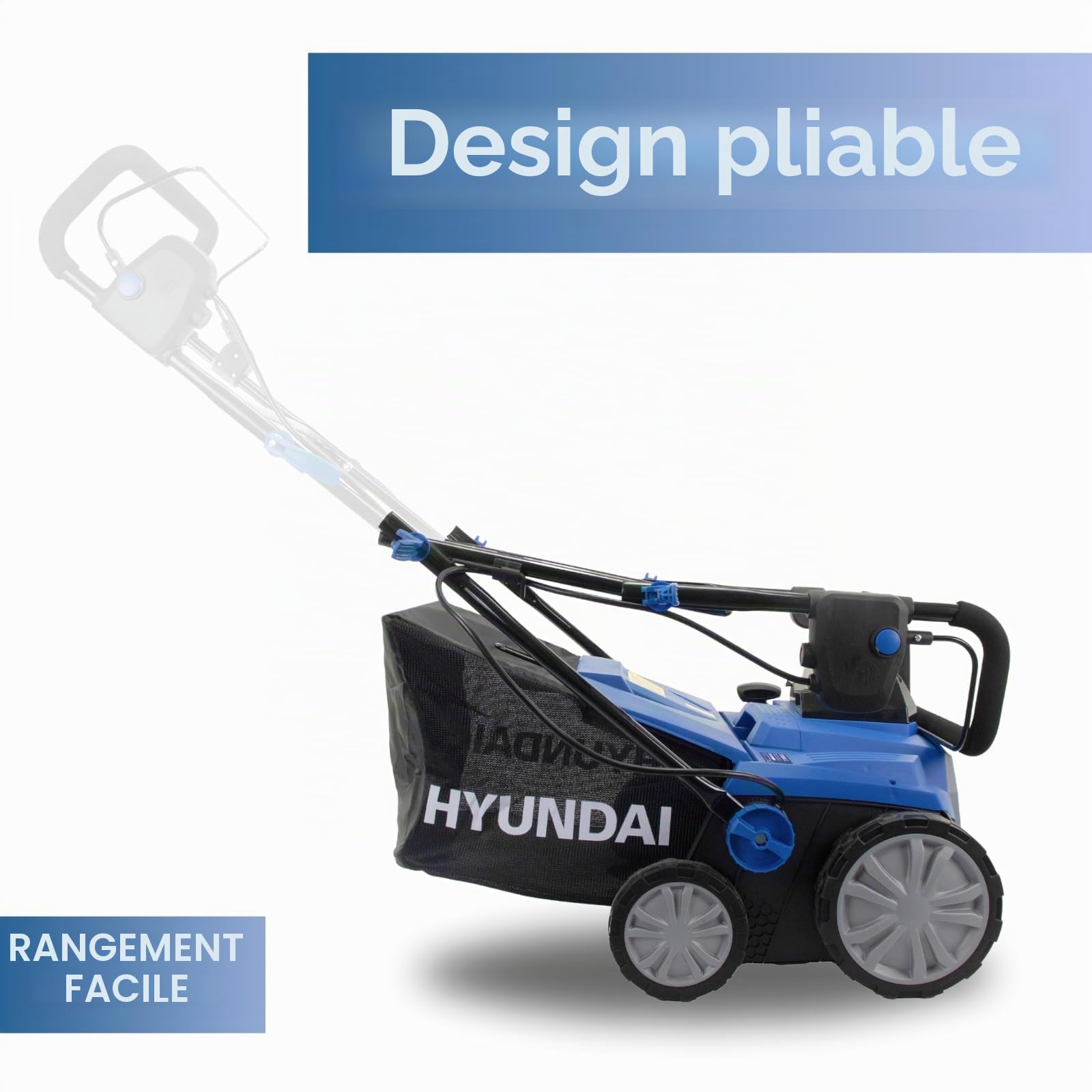 Hyundai Balai Brosse Balayeuse Gazon Synthétique sans Fil 40 V (2x20 V) Brushless, 380 mm, 5 Hauteurs Réglables, 2 Batteries 4 Ah, Garantie 3 Ans - HY2197