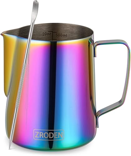 Miniatura 1 de Jarra de espuma de leche, jarras de vapor de espresso de 20 onzas, accesorios para máquinas de café capuchino de acero inoxidable, herramientas de