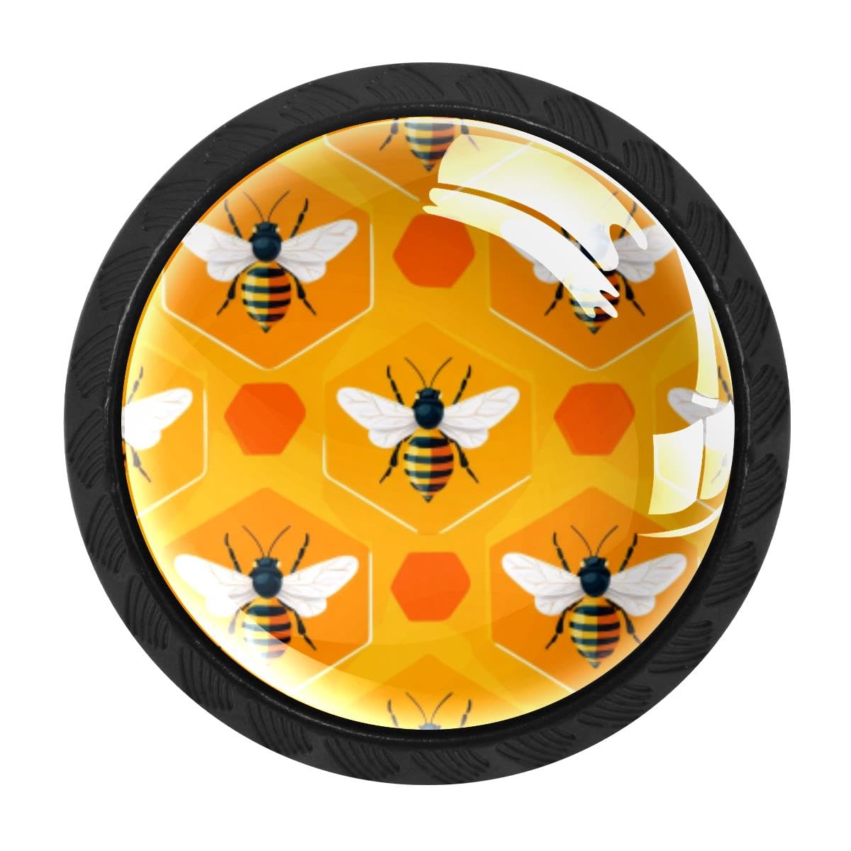 4 PCS Kitchen Cabinet Knobs, Honeycomb Bees Drawer Knobs Dresser Handles