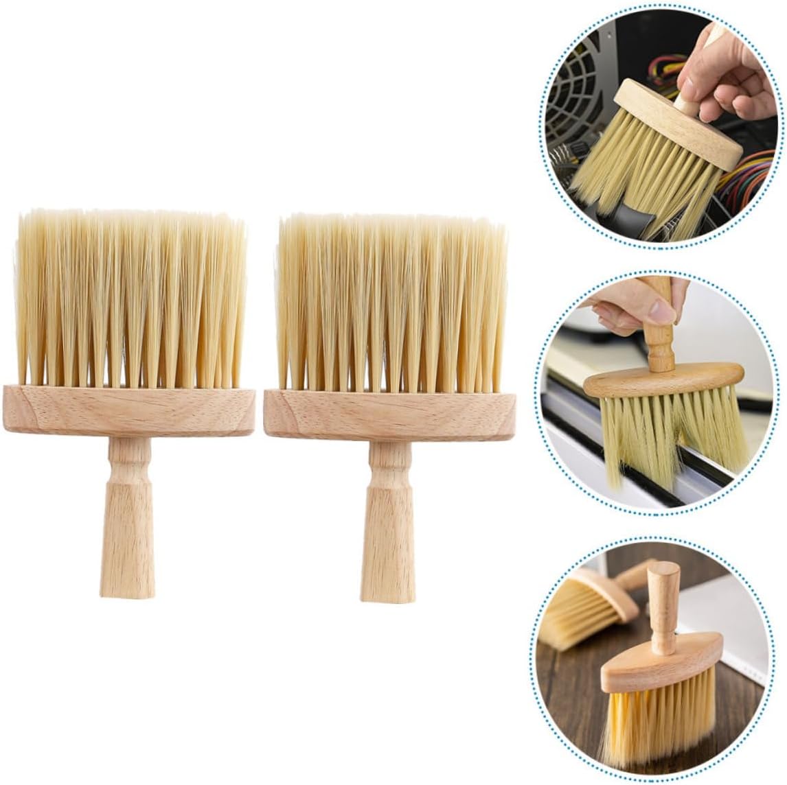 2pcs Wood Handle Dusting Brush for Household Cleaning Multi-Functional Window and Keyboard Cleaning Tool for Gaps and Corners Natural Bristles