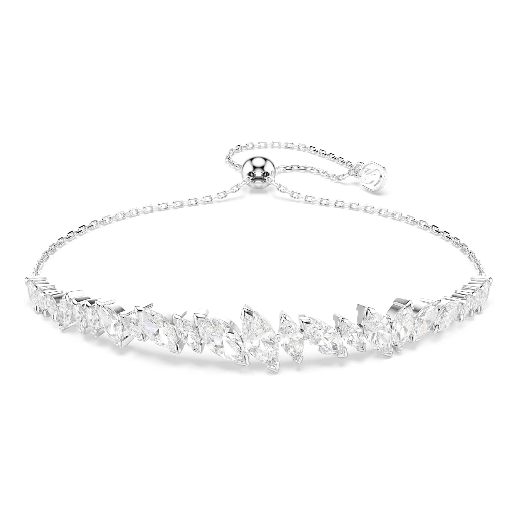 Swarovski White/Silver Mesmera Bracelet With Marquise-Cut Crystal In Rhodium