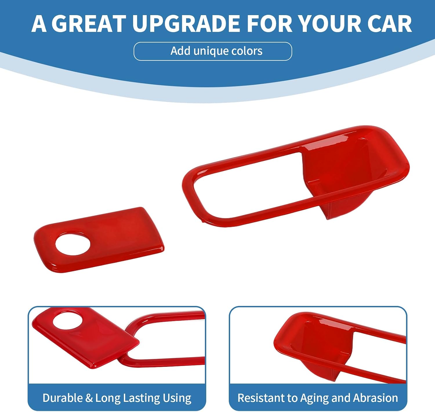 for F150 Glove Box Latch Handle Cover Trim Red for Ford F150 2021 2022 2023 2024 up Red Interior Accessories 2pcs