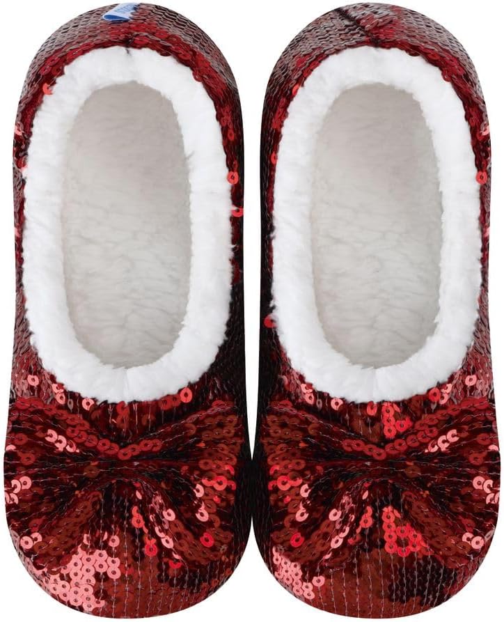 Snoozies Ballerina Bling Metallic Shine Slippers | Sequin House Shoes for Women | Slipper Socks with Grippers | Cute Indoor Footwear