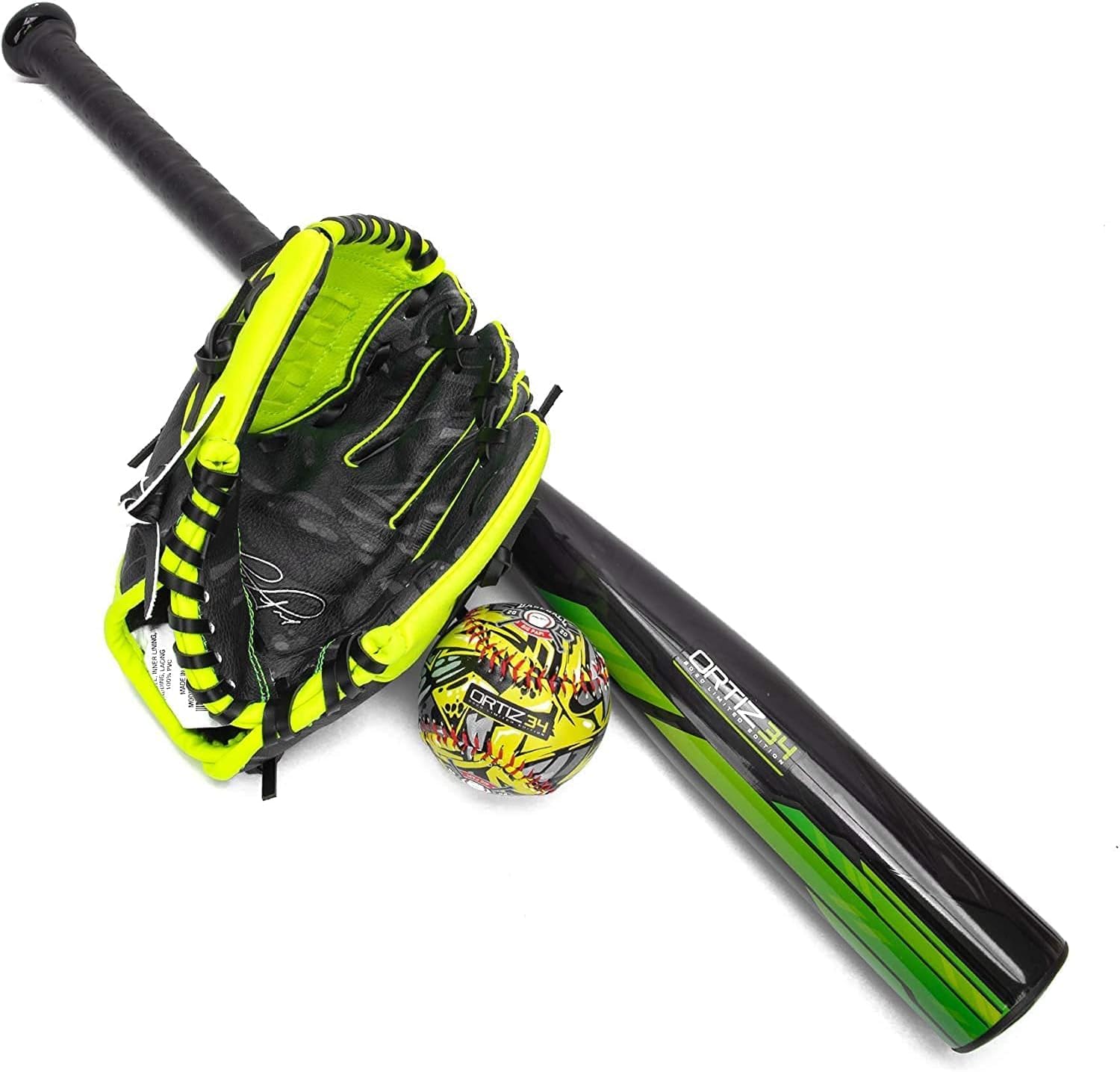Youth T-Ball Set, 25” Signature Aluminum T-Ball Bat with -11 Drop, Foam Core T-Ball, 9” Lightweight Youth Glove, Vibrant Graffiti Print