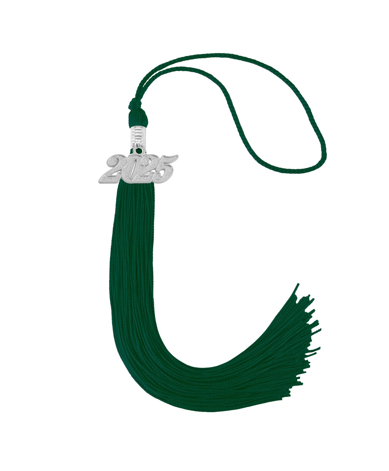 Graduation Single Color Tassel with Date Drop 2025(Green Tassel,Silver Charm)