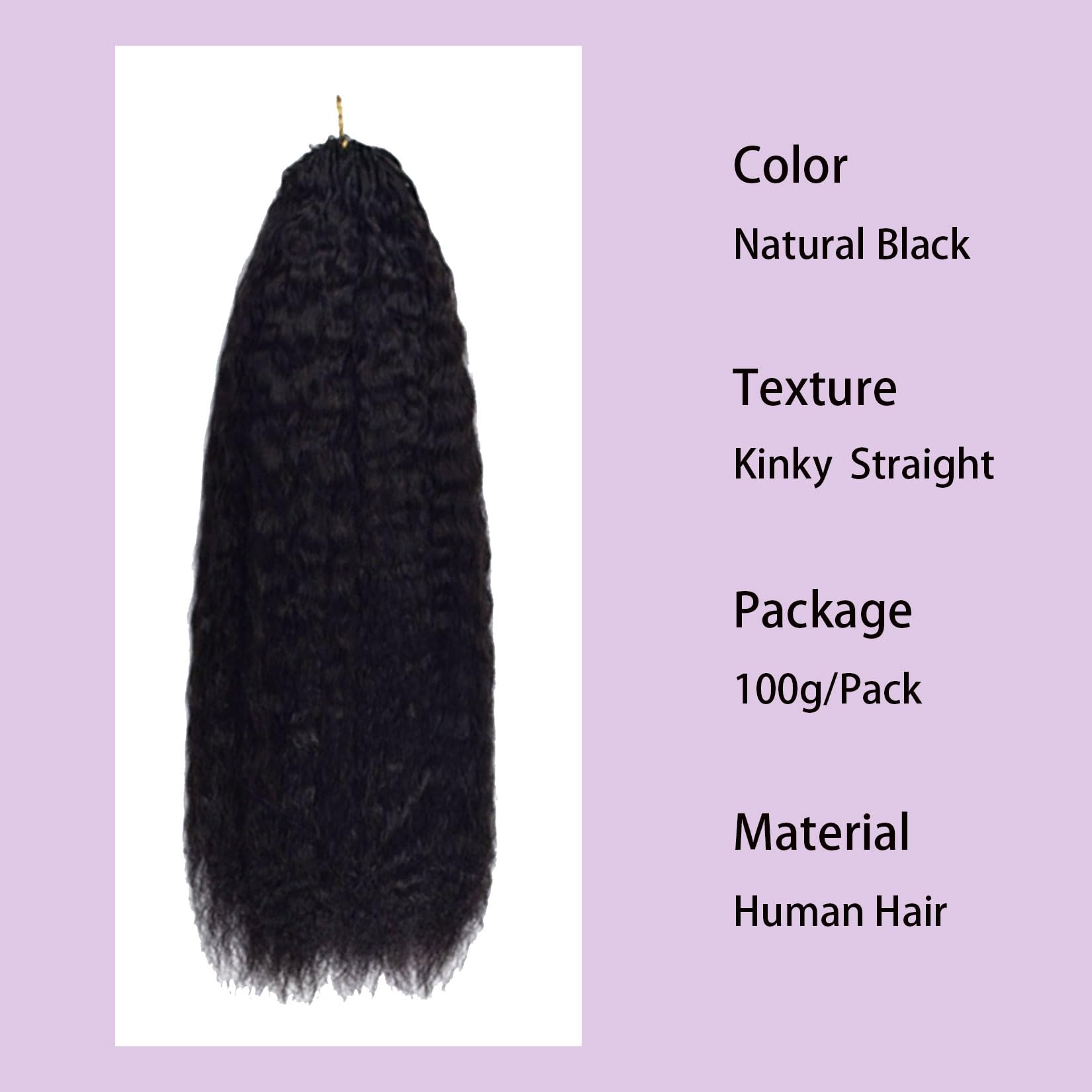 #1B Kinky Straight Feder Crochet Zopf Menschenhaar Extensions Knotless Vorgefertigte Crochet Jungfrau Zopf Haar Unsichtbare Zöpfe Haarbündel für schwarze Frauen 100G,18inch
