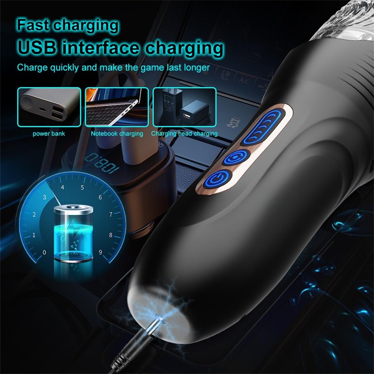 Elektrischer Masturbationstasse mit 5-Teleskopisch + 5-Frequenz-Rotation + 10-Frequenz-Vibration Taschenmuschi Penis Masturbatoren 3D Realistischer Vagina Pussy Penistrainer Sex Spielzeug für Männer