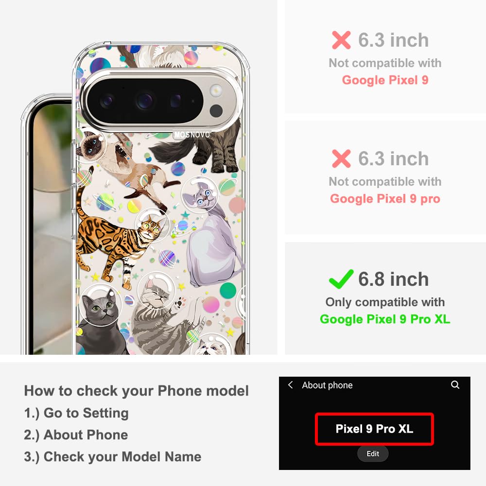 MOSNOVO Case for Google Pixel 10 & Pixel 10 Pro, [Buffertech 6.6ft Military-Grade Drop Protection] [Anti Peel Off Tech] Clear TPU Bumper Phone Case Cover Design - Cute Cherry — view 156