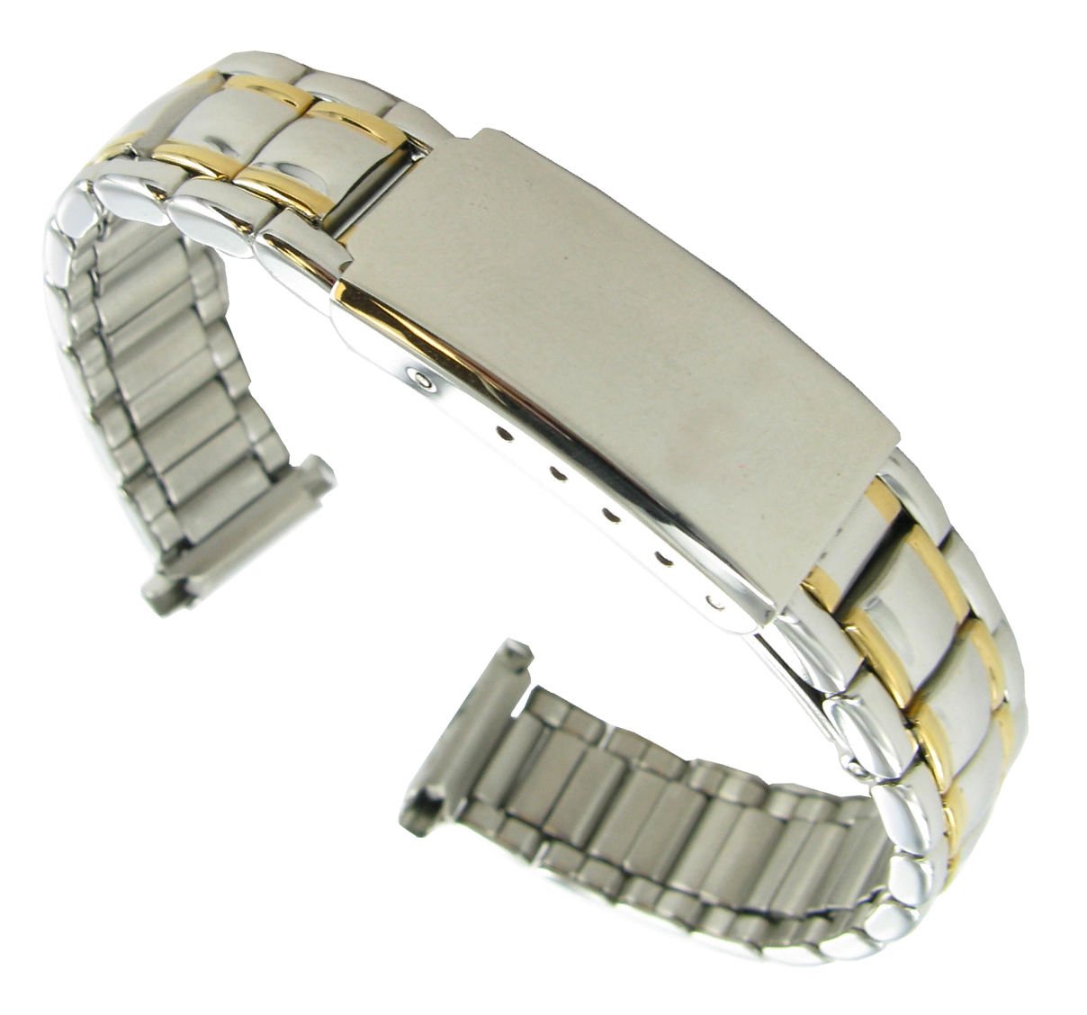 12-15mm Milano Two Tone Shiny Stainless Steel Buckle Watch Band Ladies 3865 Set of Two