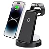 3 in 1 Charging Station for iPhone, Wireless Charger for iPhone 16e 16 15 14 13 12 11 X Pro Max & Apple Watch - Wireless Charging Station for AirPods 4 3 Pro