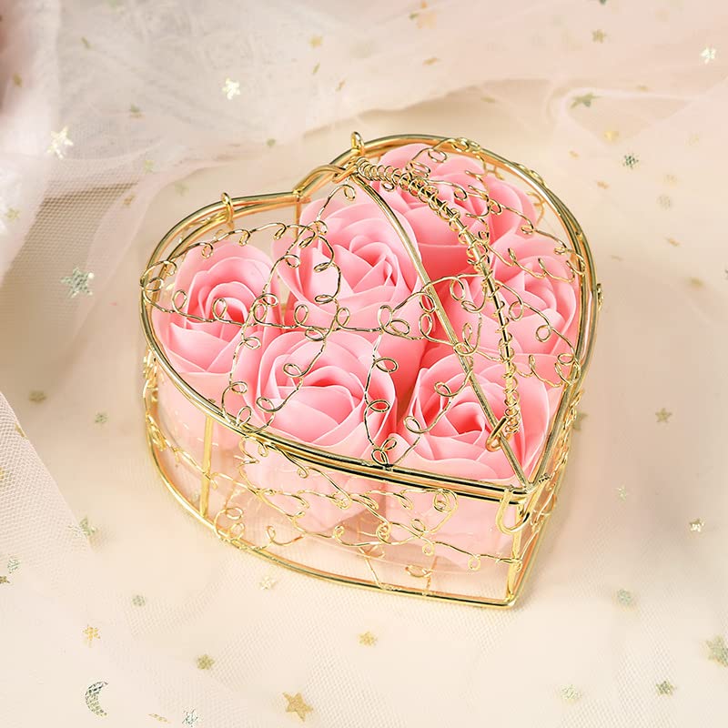 GeduoerValentine's day For her, Fragrant Room Decor Artificial Rose flowers Ornaments, Gifts for Girlfriend Wife Mum Grandma Mother's Day Women Birthday, Anniversary, (Pink), 11x11x7 cm (GF3680)