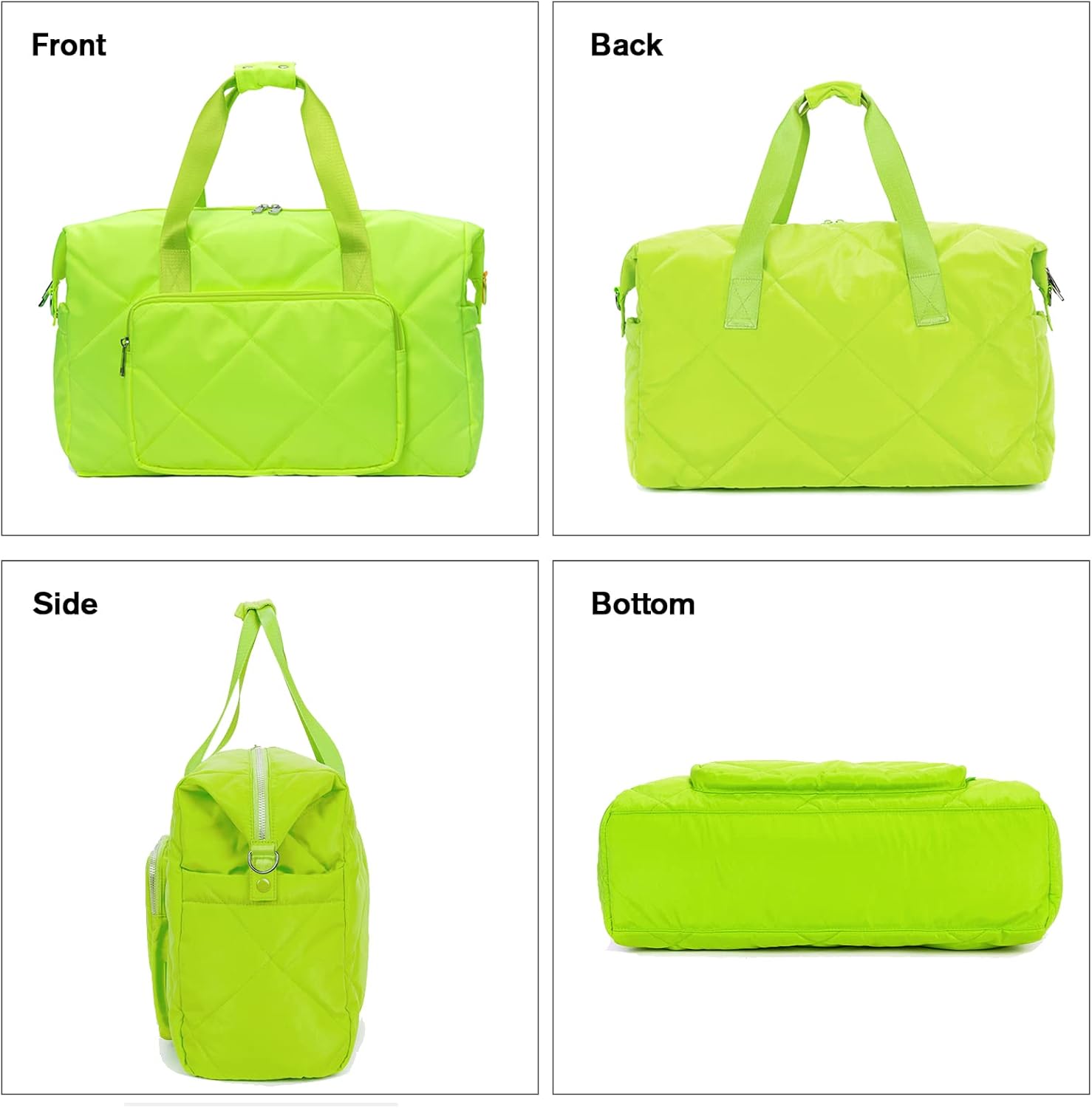Sports Tote Gym Bag for Women, Travel Duffel Bag, Shoulder Weekender Overnight Bag for Women Girls Travel, Gym, Yoga (Fluorescent Green) - Image 4