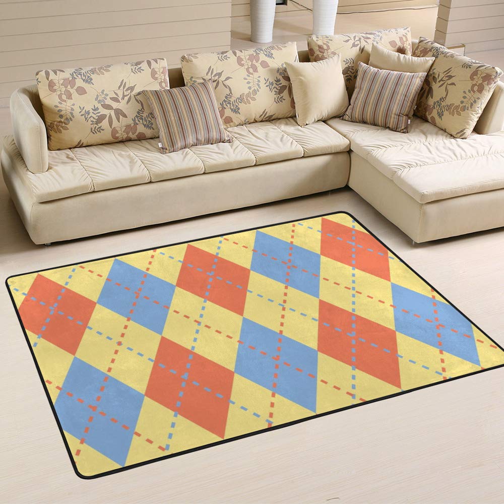Tapis à losanges pastel Ruchen en velours corail doux et grand format