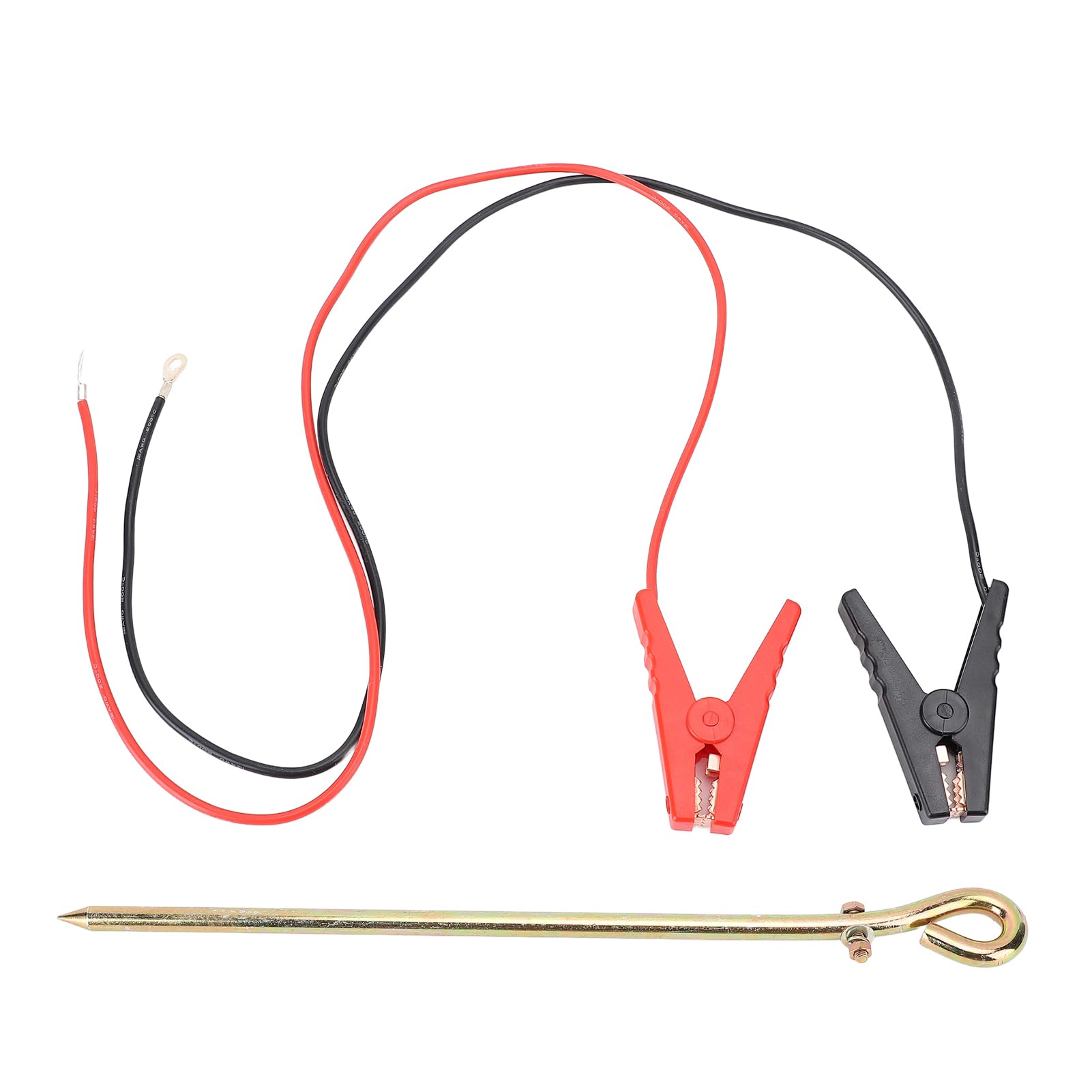 Ejoyous Picchetto di Messa a Terra in Filo per Recinto Elettrico Picchetto di Messa a Terra in Acciaio Zincato con Clip a Coccodrillo Cavo da 100 Cm Kit di Collegamento in 3 Pezzi per Caricabatterie