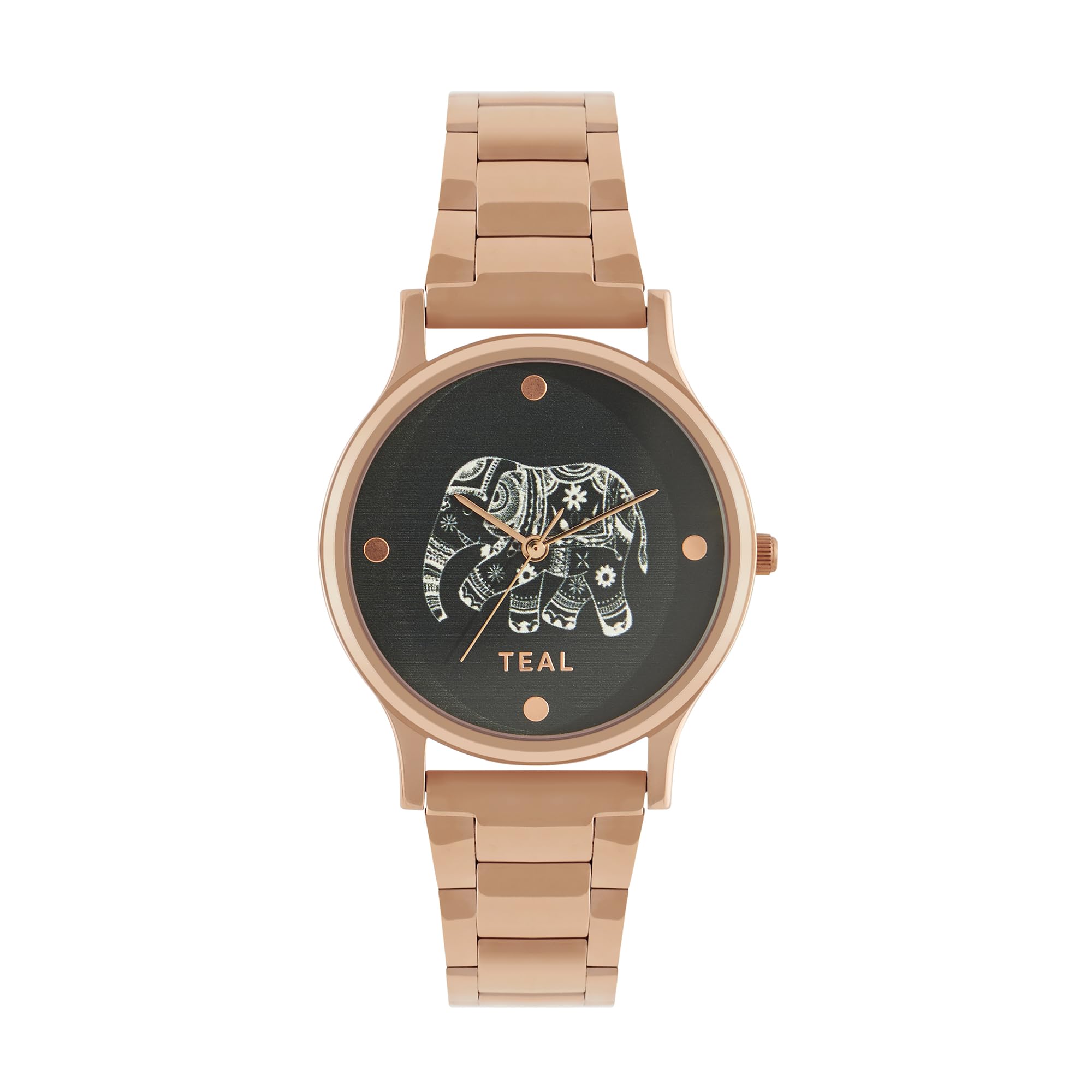 TEAL BY CHUMBAKRound Dial Analog Watch for Women|Jungle Flowers Women's Collection| Stainless Steel Strap|Gifts for Women/Girls/Ladies |Stylish Fashion Watch for Casual/Work