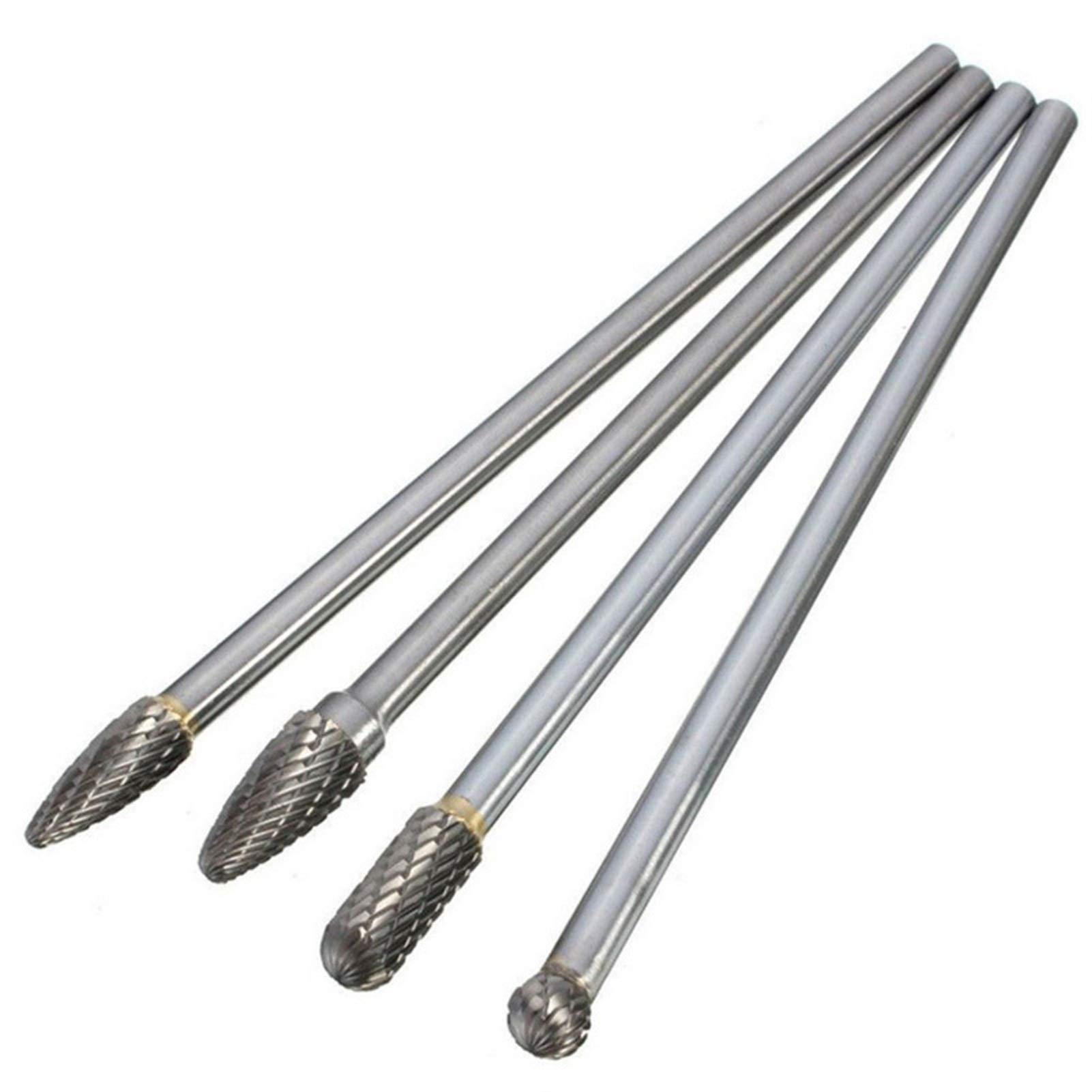 Limas de metal for acero, herramientas mecánicas, juego de limas de escofina de metal, 4 piezas de fresa rotativa de largo alcance, broca de carburo de tungsteno de doble corte, vástago de 1/4 ", jueg