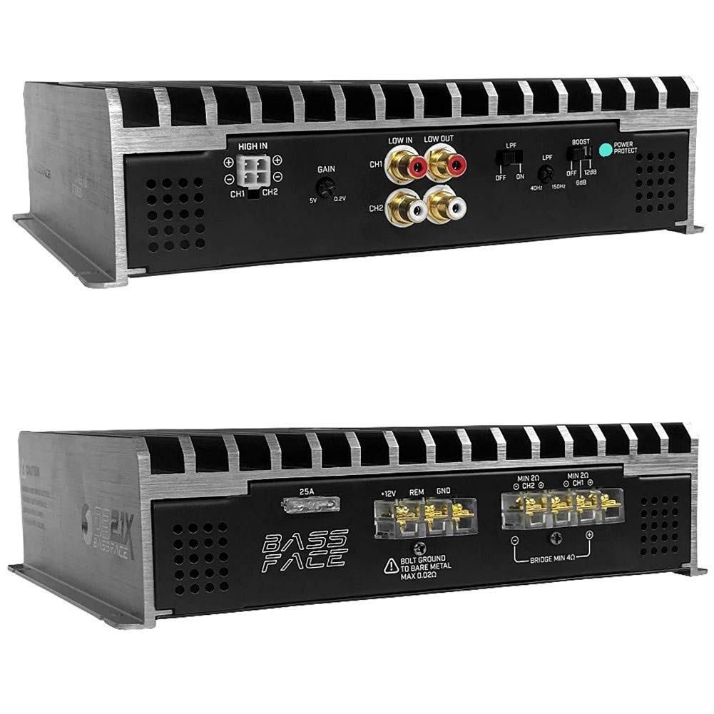 AMPLIFICATORE BASS FACE DB2.1 DB 2.1 A 2 CANALI 2 CH 500 WATT RMS E 800 WATT MAX IN MONO PER PORTE PORTIERE SPORTELLI E SUBWOOFER CON BASS BOOST DA 0 A + 12 DB E FILTRO SUBSONICO 20 - 50 HZ