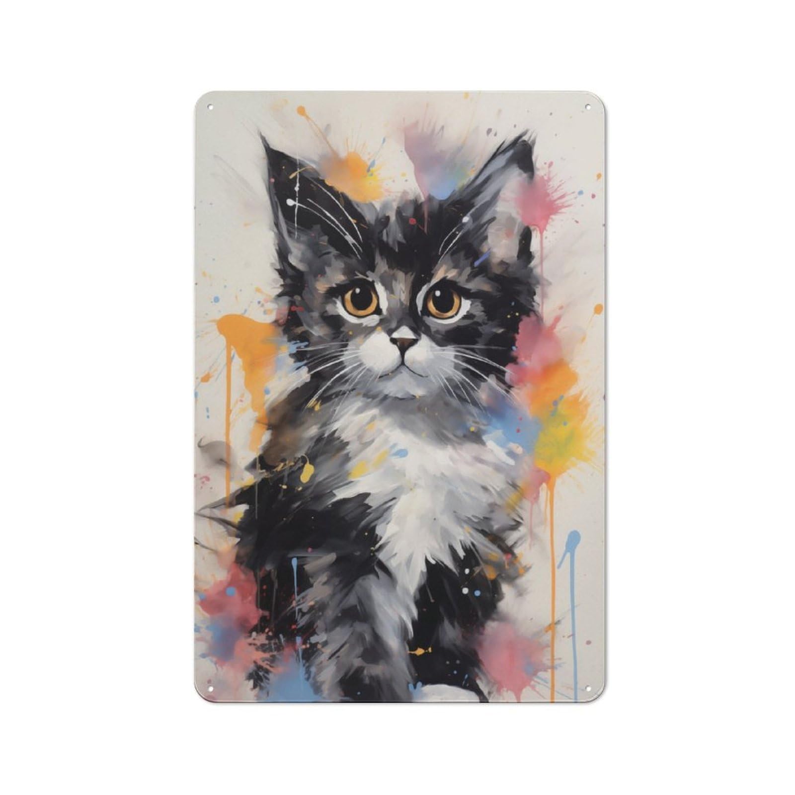 Junmoney Kitty No4 Rustic Tin Sign 30X20cm Featuring For Bar Or Restaurant, A Housewarming Gift For Bar Decor Enthusiasts