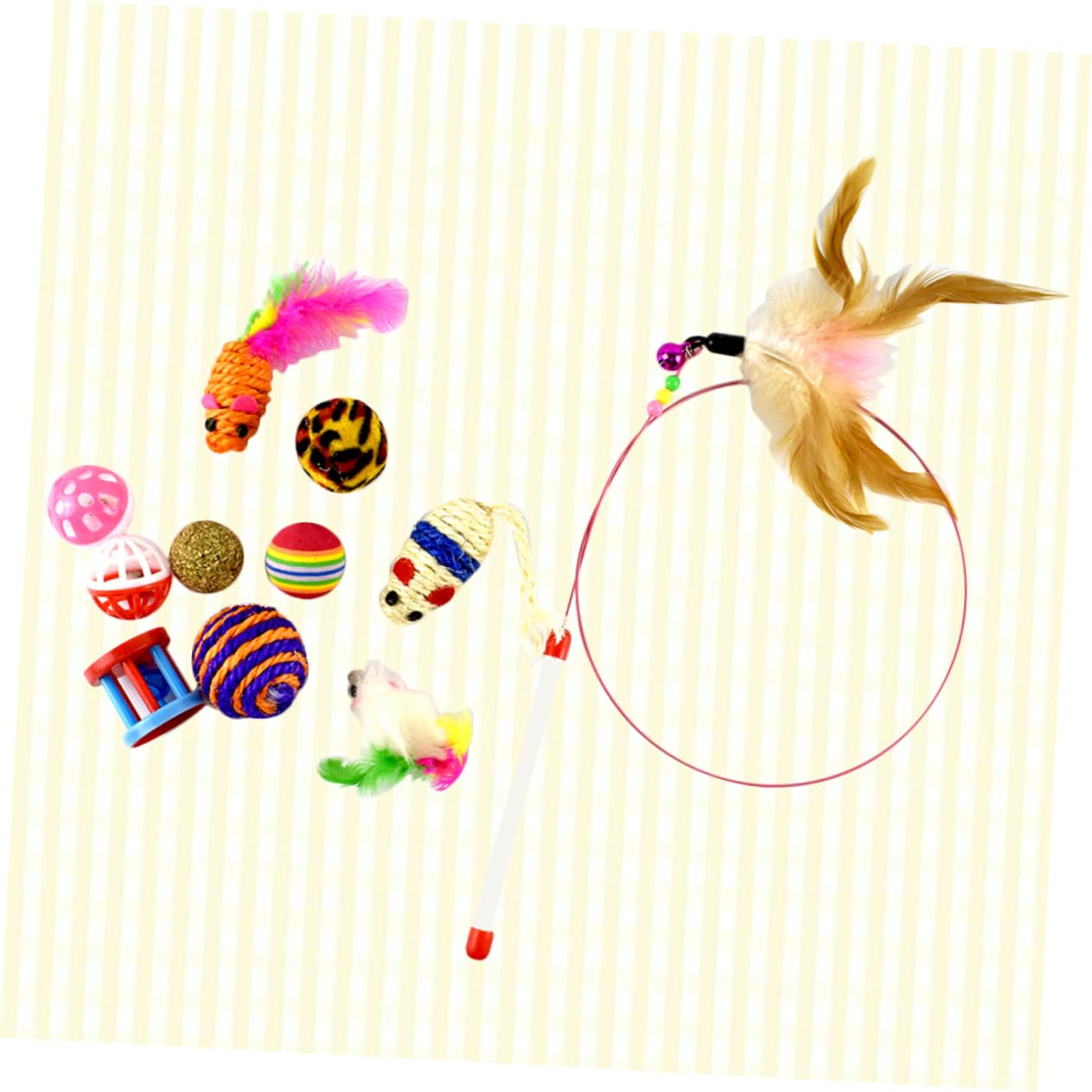 FRCOLOR 22stücke Katzenangelspielzeug Teilig Interaktive Katzenspielzeuge Aus Umweltfreundlichem Material Fördert Bewegung Und Beschäftigung Für Katzen Und Kitten Zufällige Farben