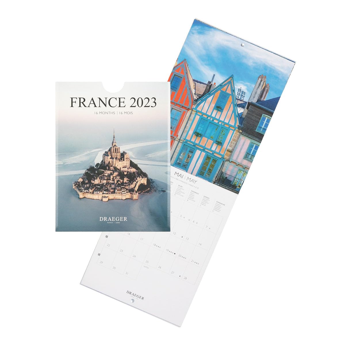 DRAEGER PARIS | Small Wall Calendar France 2023 Hanging 14 x 18 cm | 16 Months September 22 to December 23 Monthly | 7 Languages | Home Decoration Calendar | Vegetable Inks | FSC® Certified Paper