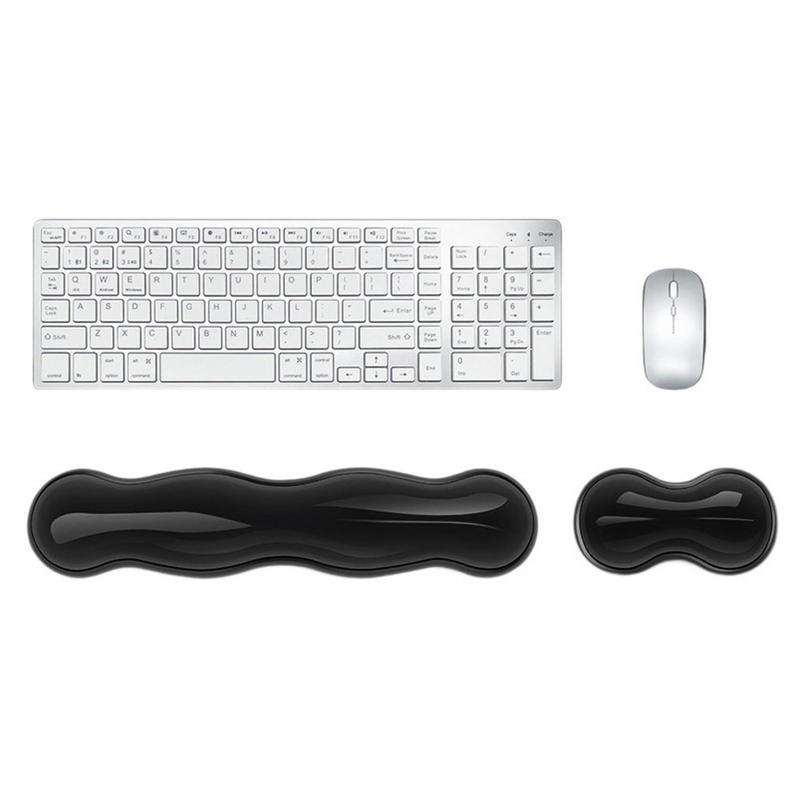 Set Poggiapolsi In Gel Per Tastiera E Mouse - Trasparente E Bianco Comfort Ergonomico 505518