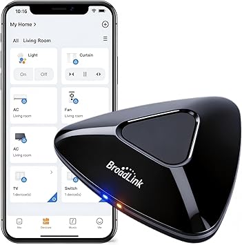 Broadlink RM MAX Smart Home Hub, Matter Compatible, Code Learning Wi-Fi & BLE Universal Remote for IR and RF Devices, Compatible with Alexa & Google Home
