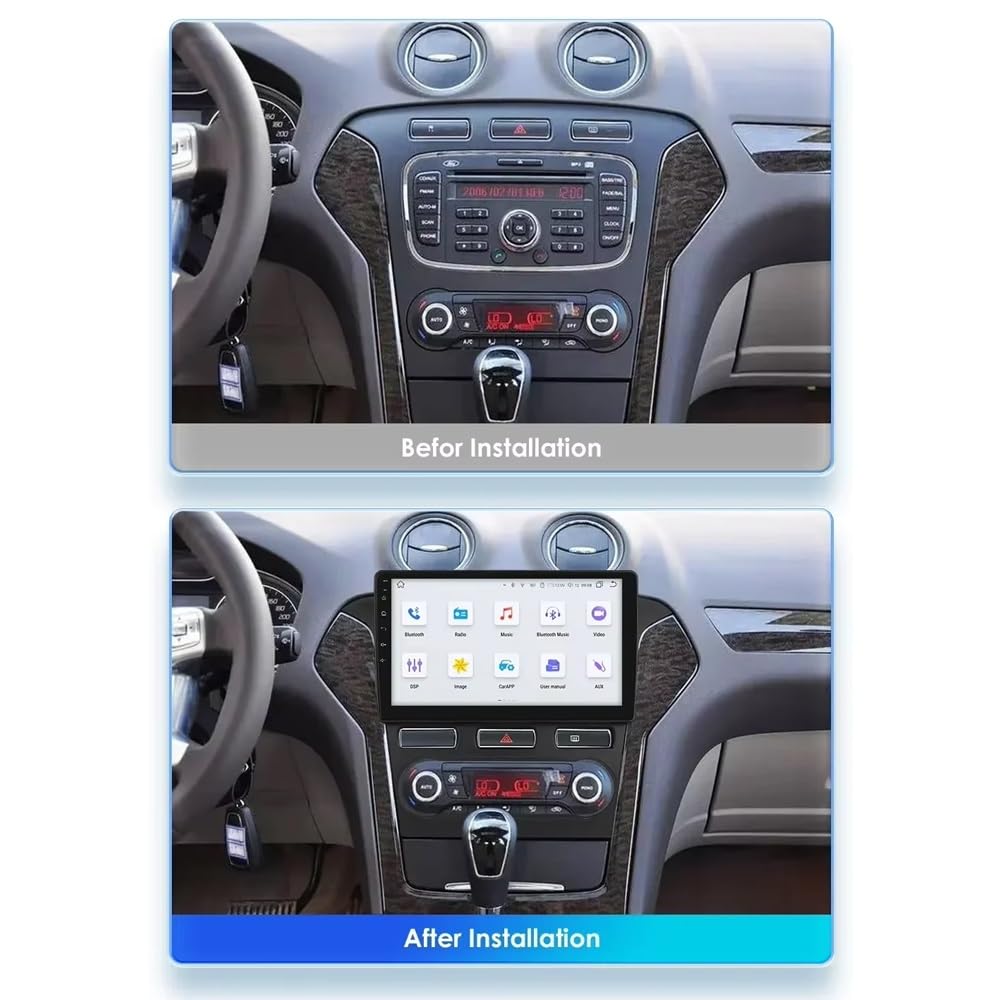 Car Stereo Carplay Radio de Coche para Ford Mondeo 4 MK4 2010-2014 HD Pantalla Táctil+Llamadas Manos Libres Bluetooth+WiFi, Navegador GPS/Mandos Volantes, 4 Nuclear 1G+16G