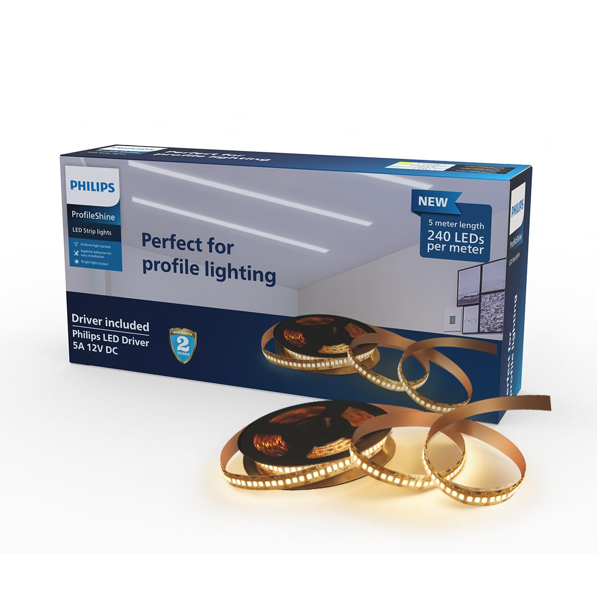 PHILIPS 5-Meter LED Profile Light With Driver | Profile Shine 240 LED Per Meter Profile Light For Ceiling | Colour : Cool Day Light, Pack of 1-image-16