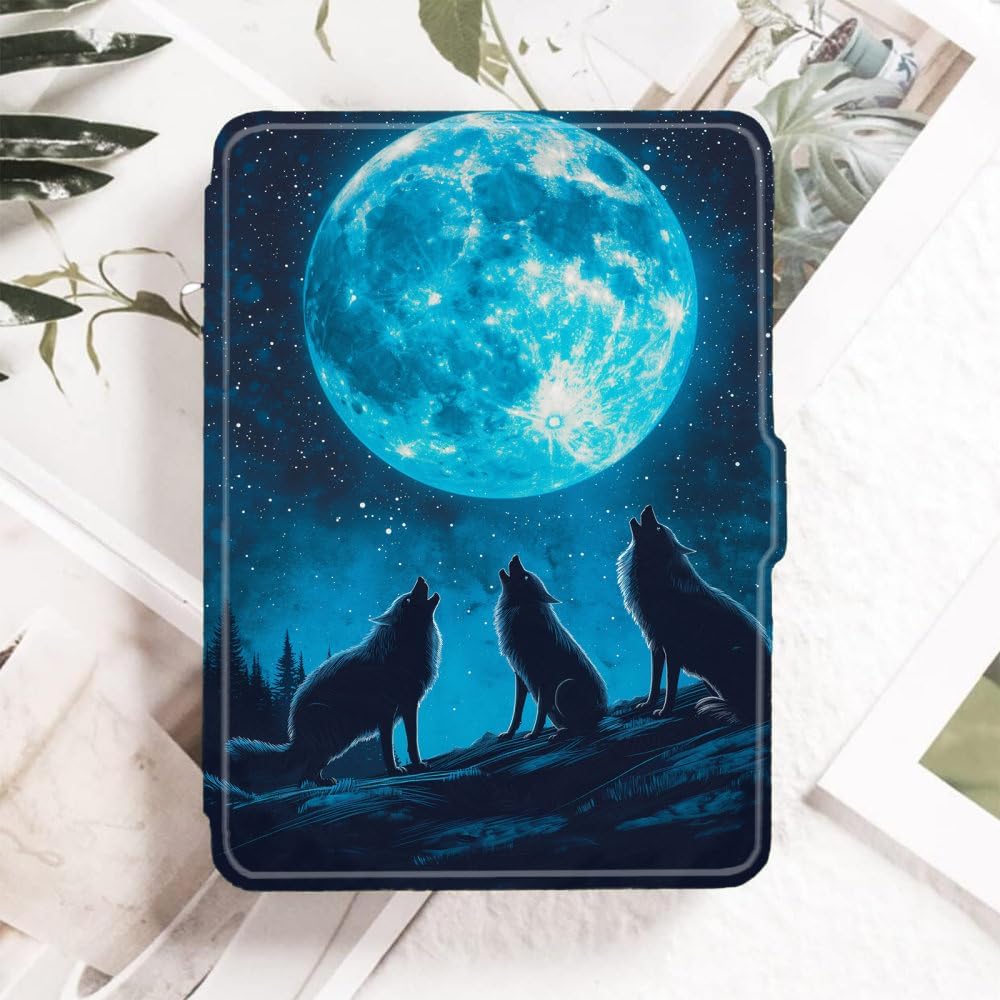 Case for 6" All-New Kindle 11Th Generation 2022 Release Only, Cover with Auto Sleep and Wake, Protective Case for Kindle 2022-Night Moon and Wolf