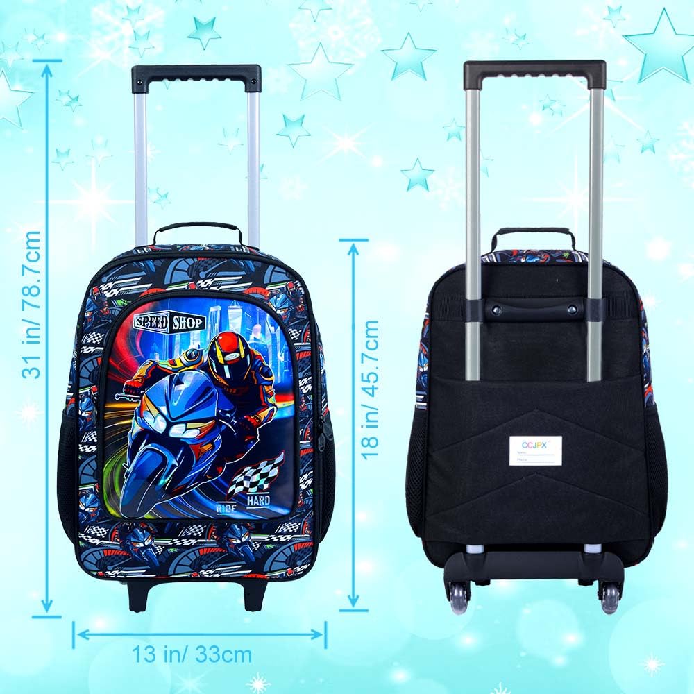 Kindergepäck für Mädchen und Jungen, wasserabweisender Rollkoffer, Reisegepäck für Grundschule und Kleinkinder, Cool UV Priting Motorradgepäck, Blau, Einheitsgröße, Mädchen-Gepäck