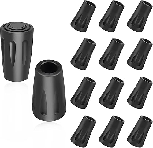 Paquete de 12 puntas de goma para bastón de senderismo, protectores de punta de bastón de senderismo de repuesto para bastones de senderismo