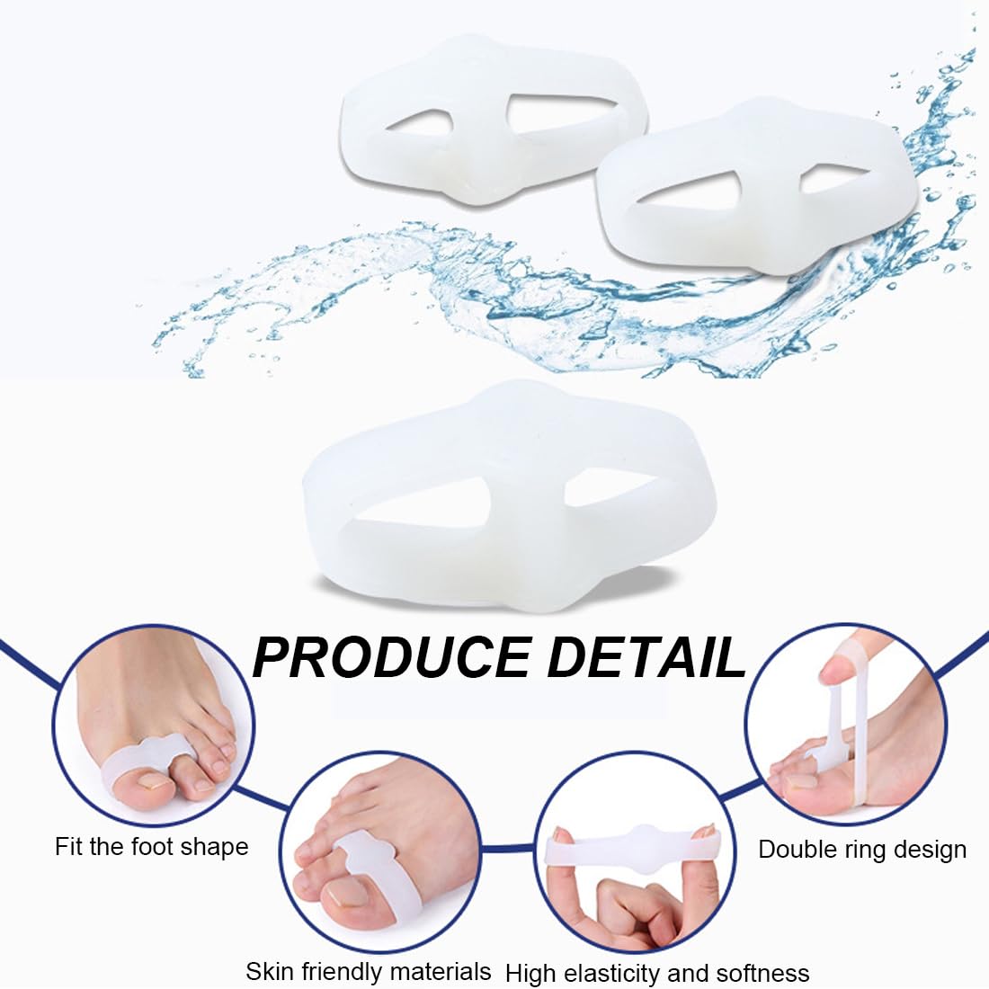 Tutore Alluce Valgo Correttore, Divaricatore Alluce Valgo, Separatore Dita Piede Per Giorno Notte, Regolabile Correttore Dei Piedi, Distanziatore Dita Piedi Valgo Con Protezione Silicone Gel E Panno - Foto 2