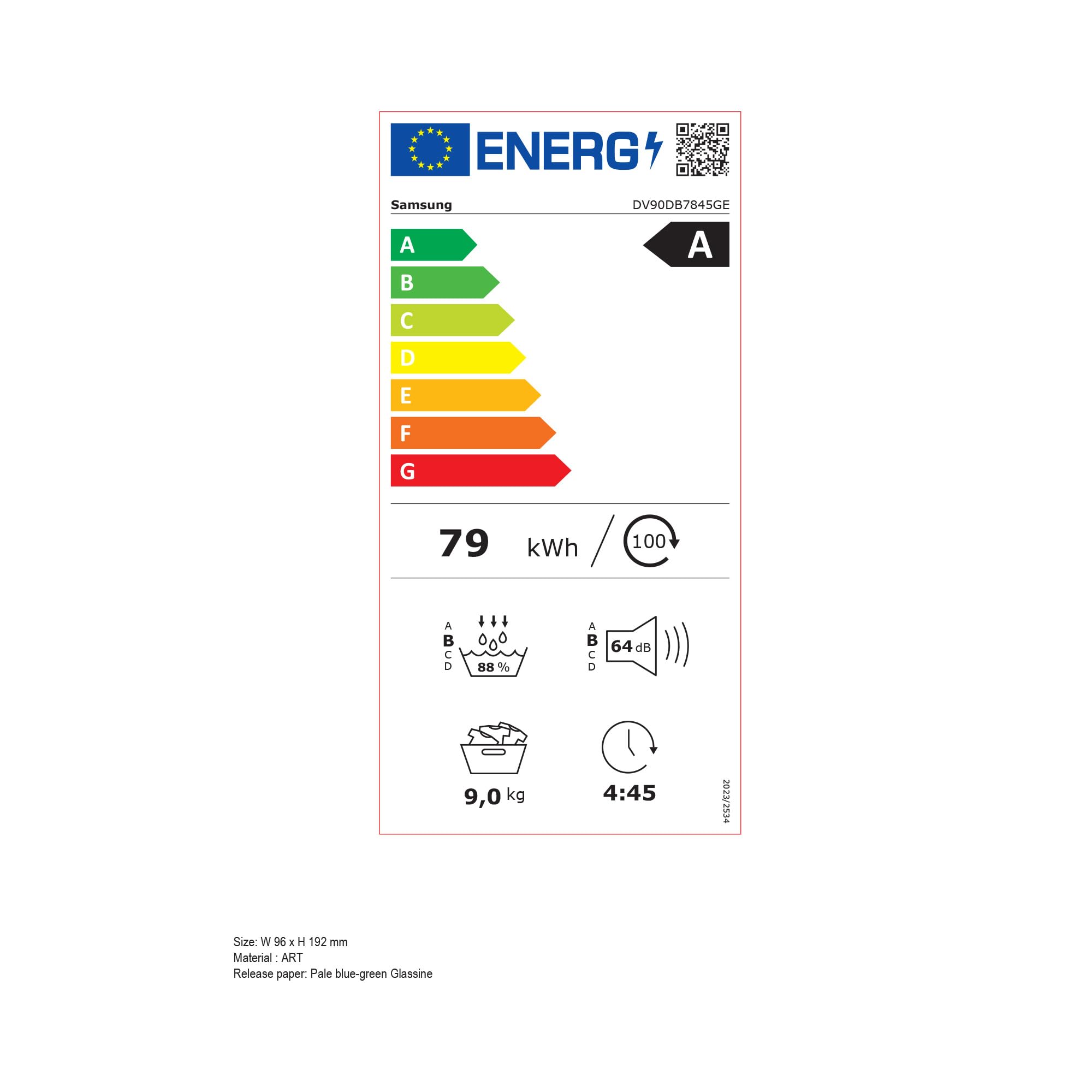 Samsung Asciugatrice Bespoke AI DV90DB7845GE/U3, 9 kg, Pompa di Calore, Wifi, QuickDrive, AI Dry, Sensore Optimal Dry, Display AI Control, Carica Frontale, 60L x 85H x 60P cm