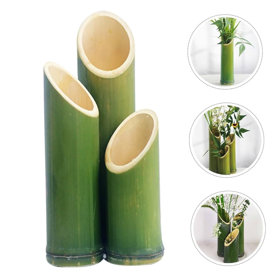 花器　花瓶　竹器　生け花 3ゼットです(*^^*) Amazon.co.jp: DECHOUS 3個シンプルな竹花瓶 造花 観葉植物用