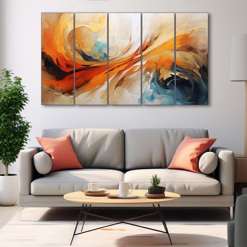Image of The Castle Decor Abstract art painting with frame Big Size 36x60 Wall art for living room,Bedroom,Drawing room,Hotels-Wooden Framed-335