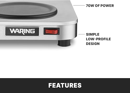 Miniatura 5 de Waring Commercial WCW10 Café Deco - Calentador de jarra de café individual, 120 V, enchufe de 5 a 15 fases, quemador individual plateado