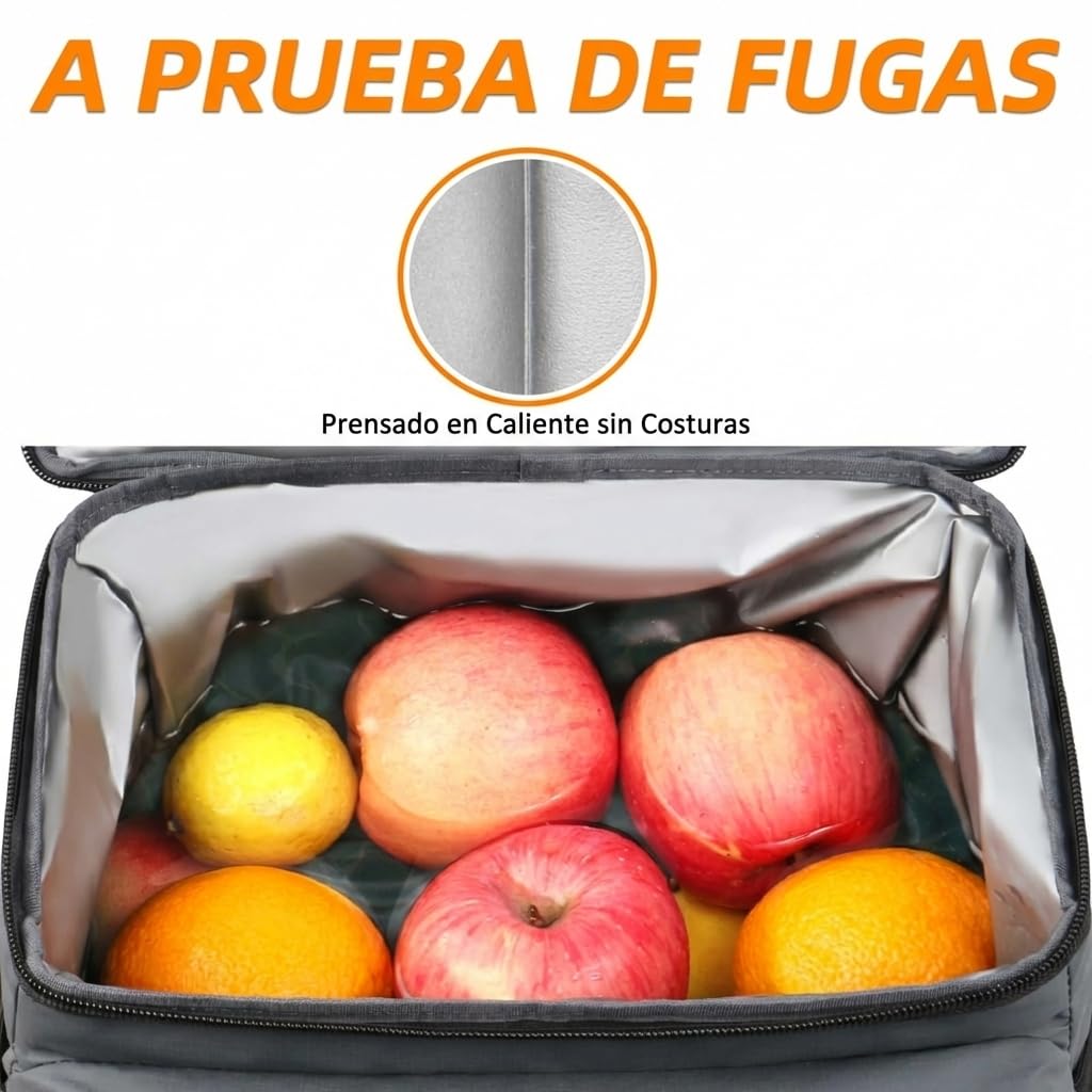 MATEIN Mochila Nevera 30 litros con Capacidad de hasta 40 Latas, Mochila Termica Porta Alimentos de Doble Compartimento Ligera y Antifugas Bolsa Isotermica para Playa, Camping y Senderismo, Gris