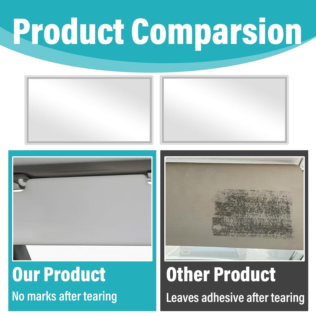 WUFKOP 2 Pezzi Specchietto da Trucco per Parasole Auto, Specchio Cosmetico Auto HD in Acciaio Inossidabile Autoadesivo per Donne, Van Life e Camper - 4